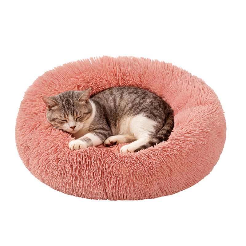 Round plush donut bed for dogs and cats, sizes from 40cm Diameter