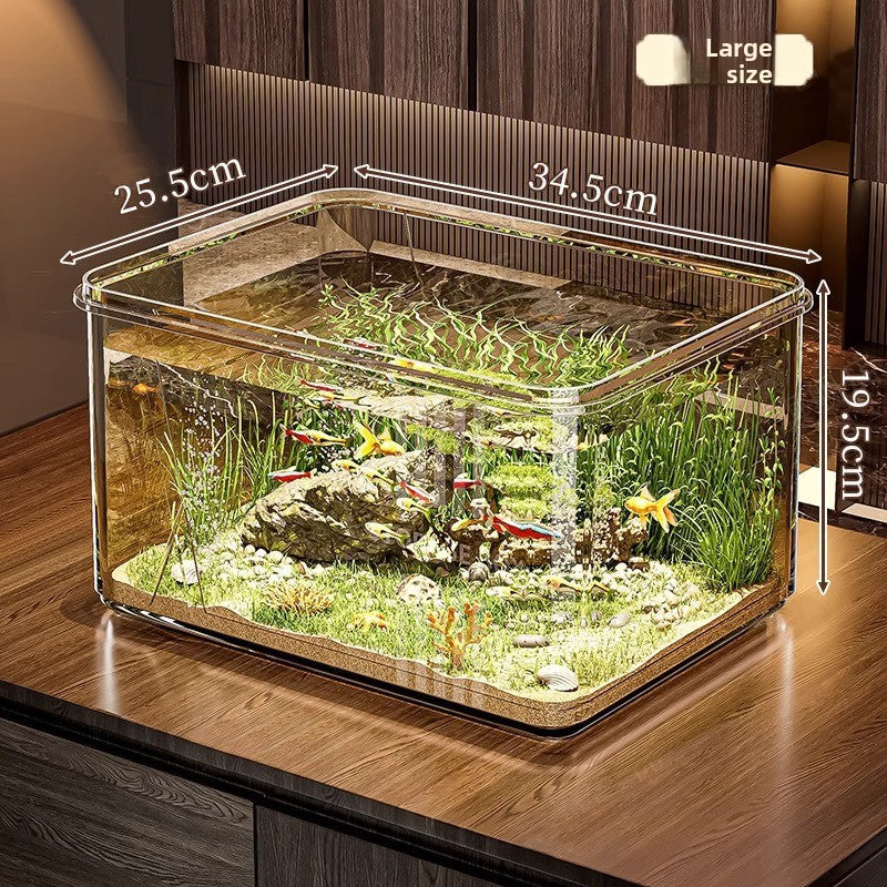 Clear shatterproof PET desktop fish tank for small fish, view 6