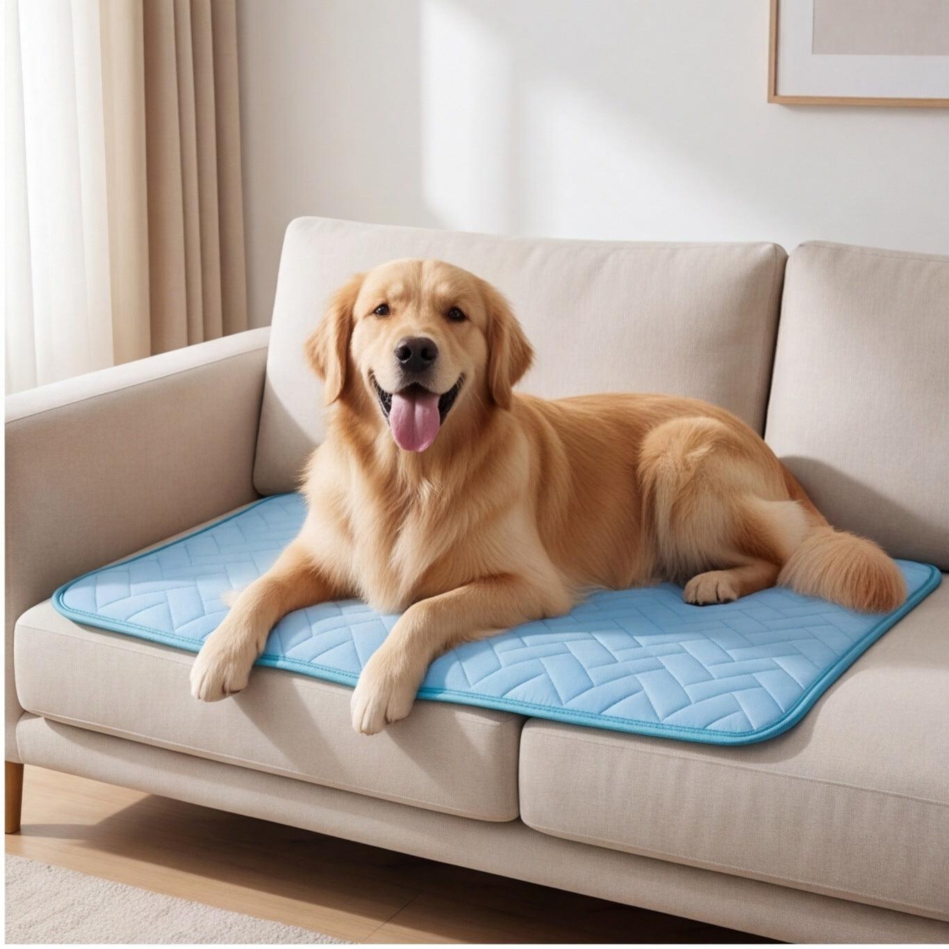 Blue ice silk cooling mat for dogs and cats in summer