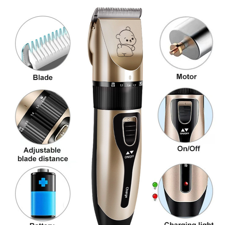 Cordless Pet Hair Clipper with Upgraded Ceramic Blade and Combs
