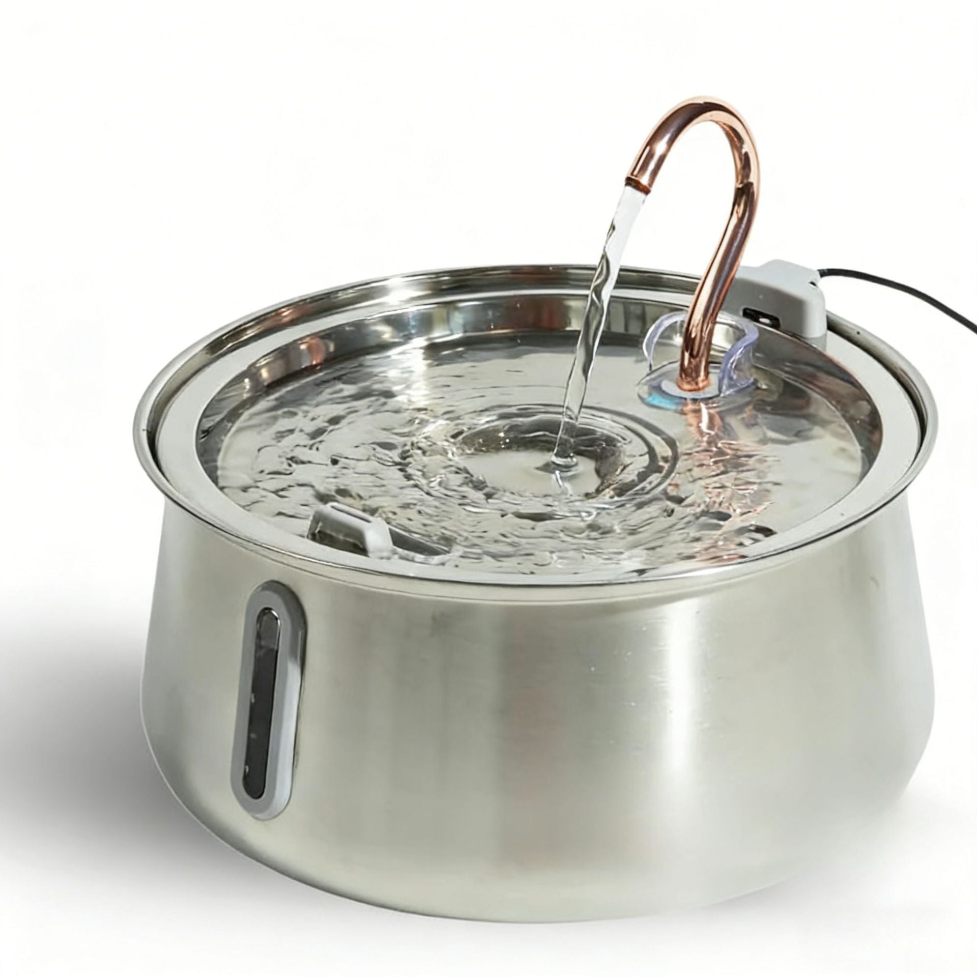 4L Stainless Steel Pet Water Fountain with Visible Window, Silent Pump and USB Power