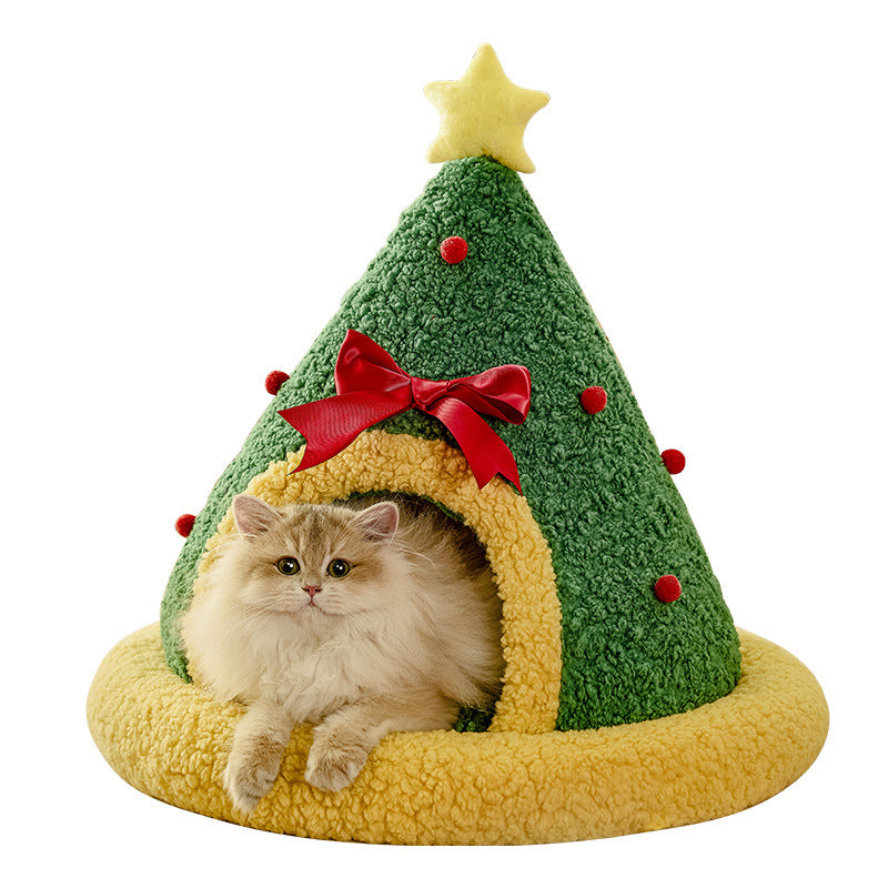 Festive Christmas cat bed with warm cotton filling, product image 5