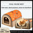 Grey portable plush pet bed house with velvet lining