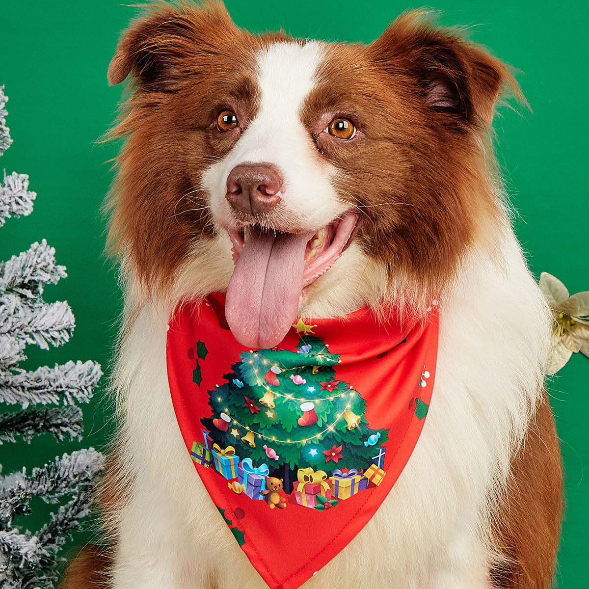 Cartoon print pet bandana for dogs and cats in Design 3, close-up detail