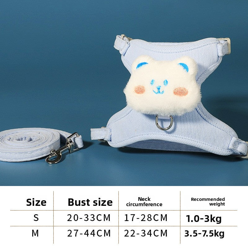 Corduroy cat and small dog harness with pink rabbit design, product image 9