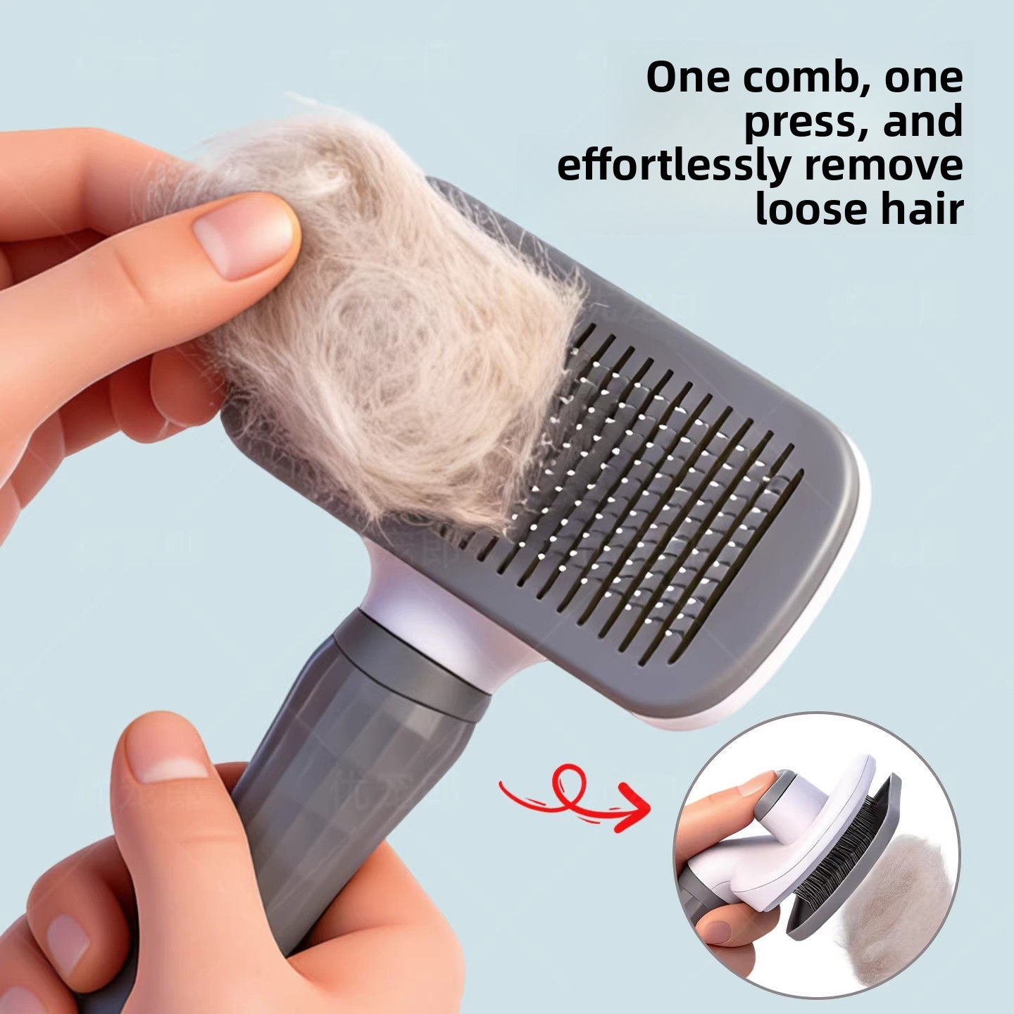 Soft Rounded Pin Deshedding Slicker Brush with One-Touch Release