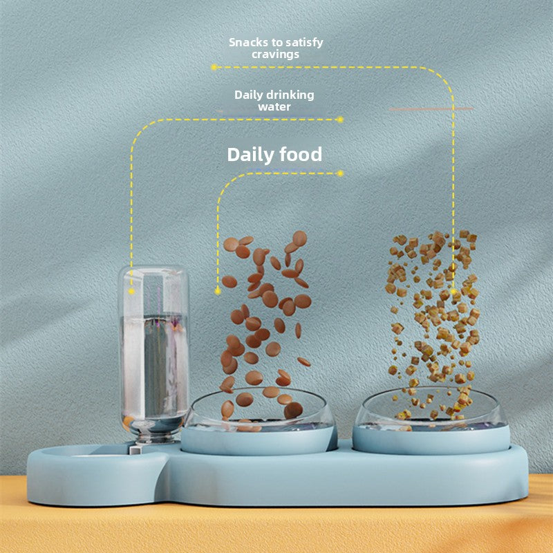 Anti-Knock Double Bowl Cat Food and Water Dish in Durable PP and PC Material