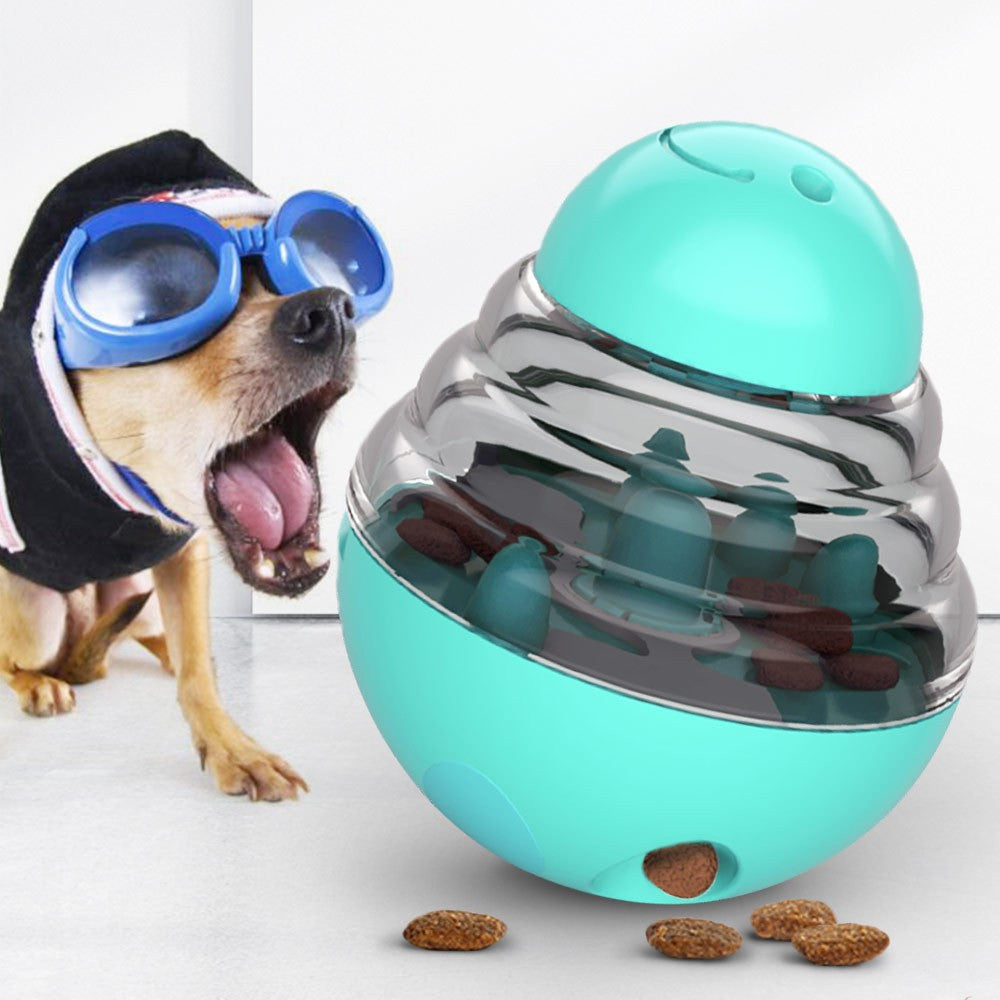 Interactive Cat Food Dispensing Toy with Wobbling Robot or Tumbler Design and Slow Release
