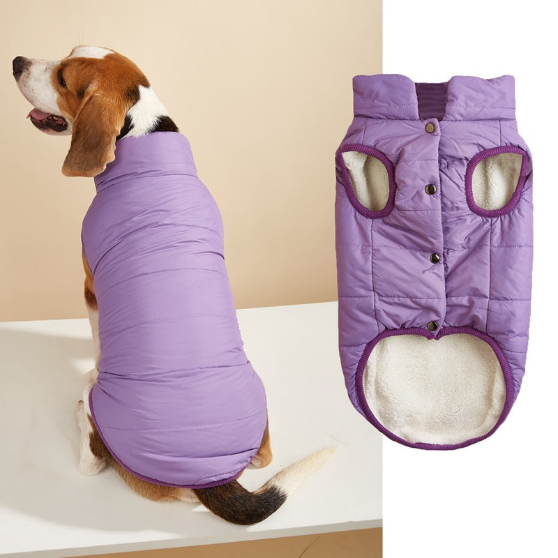 Padded button up dog vests in eleven colours