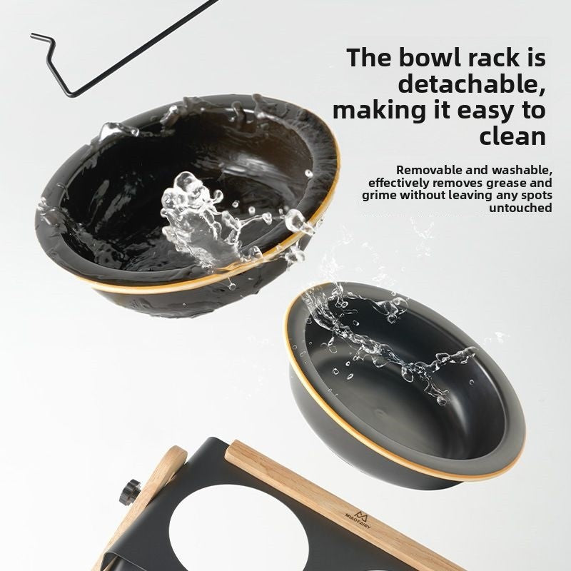 Adjustable Height Ceramic Pet Feeding Bowl with Metal Stand for Cats and Dogs