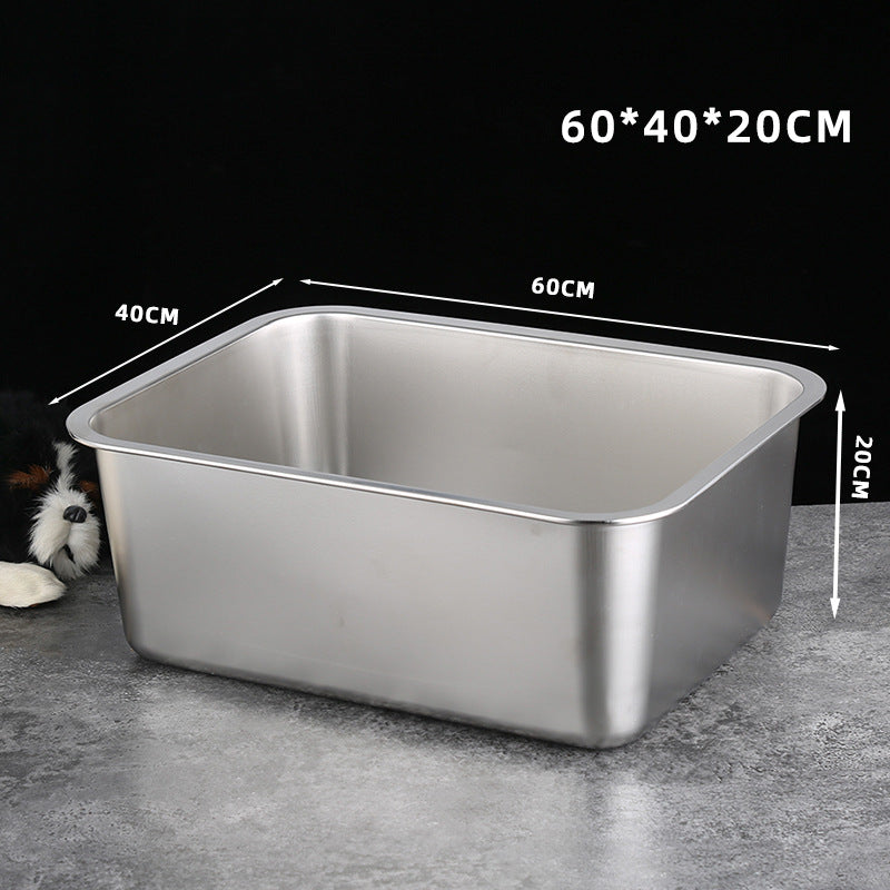 Stainless Steel Open Cat Litter Tray with Anti-Tip Design