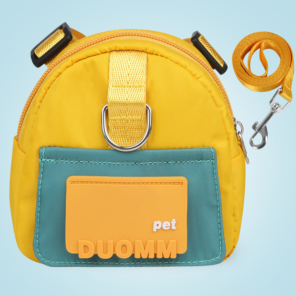 Cartoon dog backpack harness with lead in orange, view 12