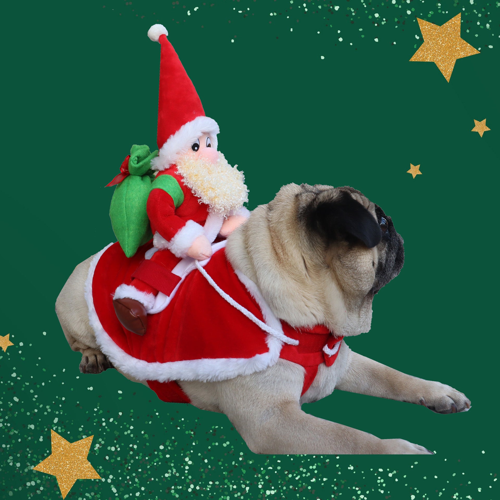 Dog Santa Christmas costume with white beard, in Santa with White Beard, image 1