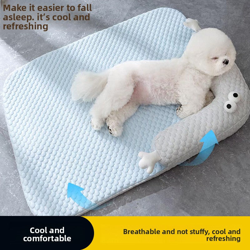 Big eye monster dog bed with washable cover, alternative angle view