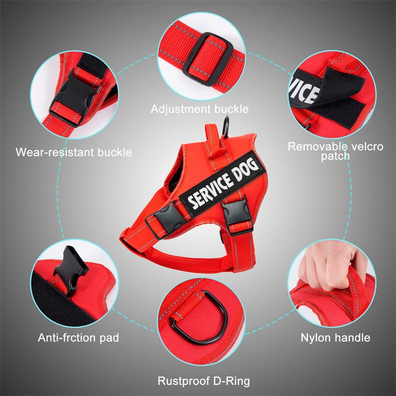 Reflective padded mesh vest dog harness in Black, close-up detail