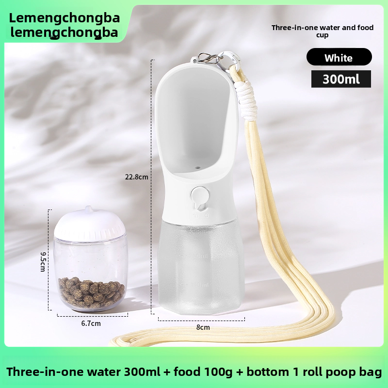 2-in-1 Portable Pet Water Bottle and Food Container for Walks, Leak-Proof Design