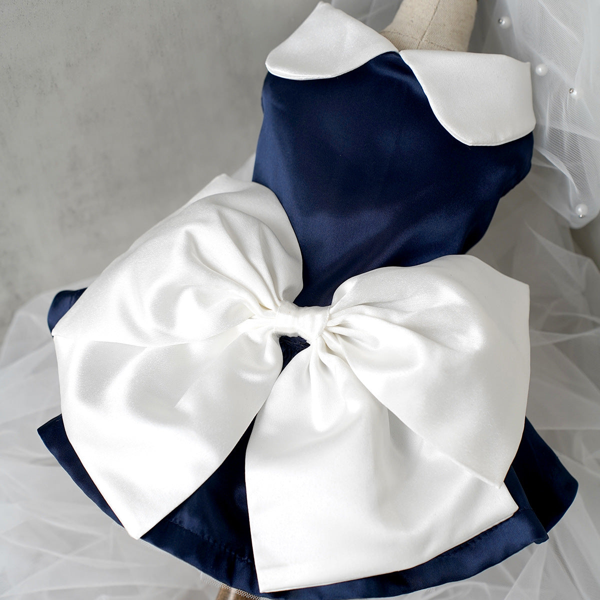 Navy princess wedding dress for dogs, in Navy Blue, image 3