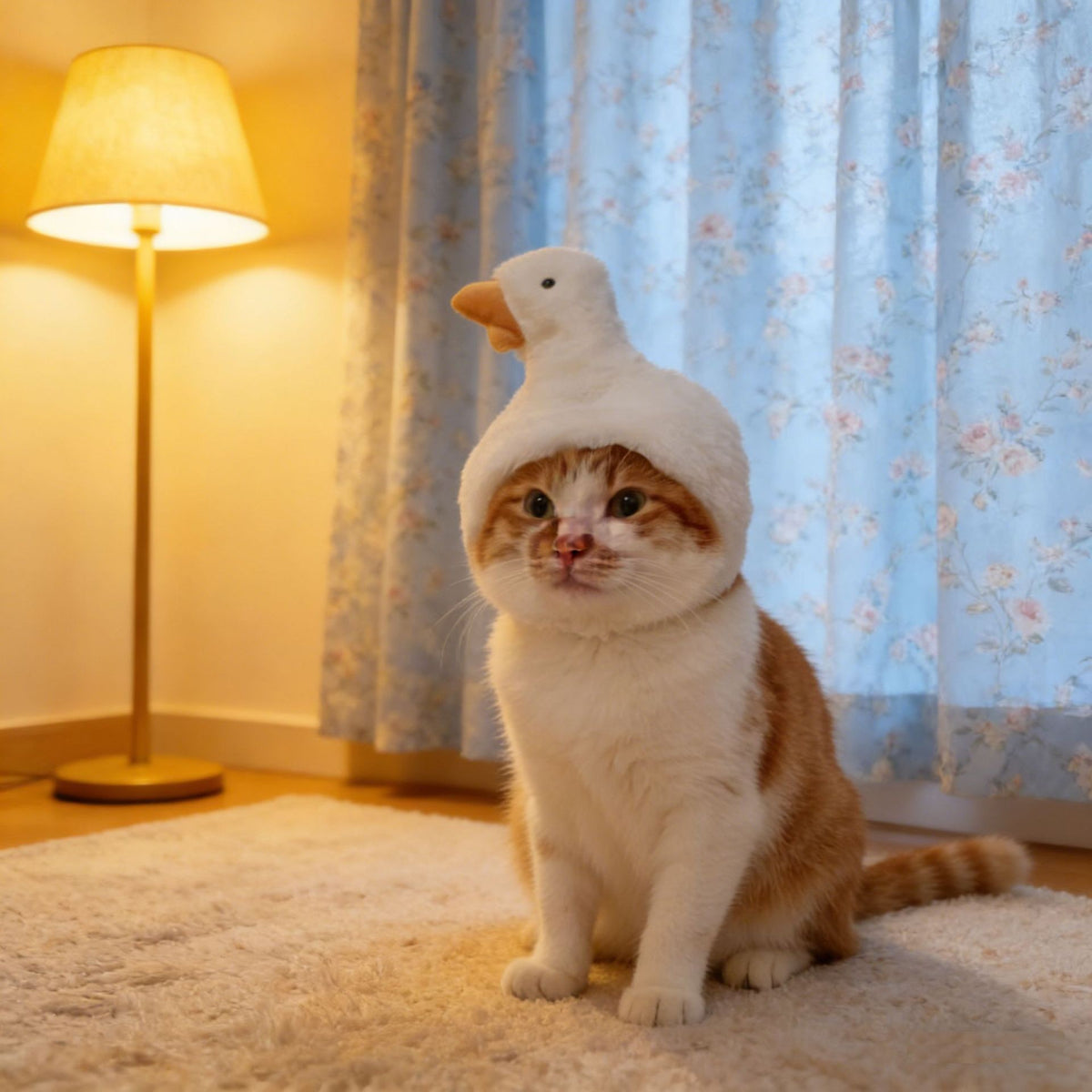 Cute animal headgear hat for cats and small dogs in Pink Lop Rabbit, material detail