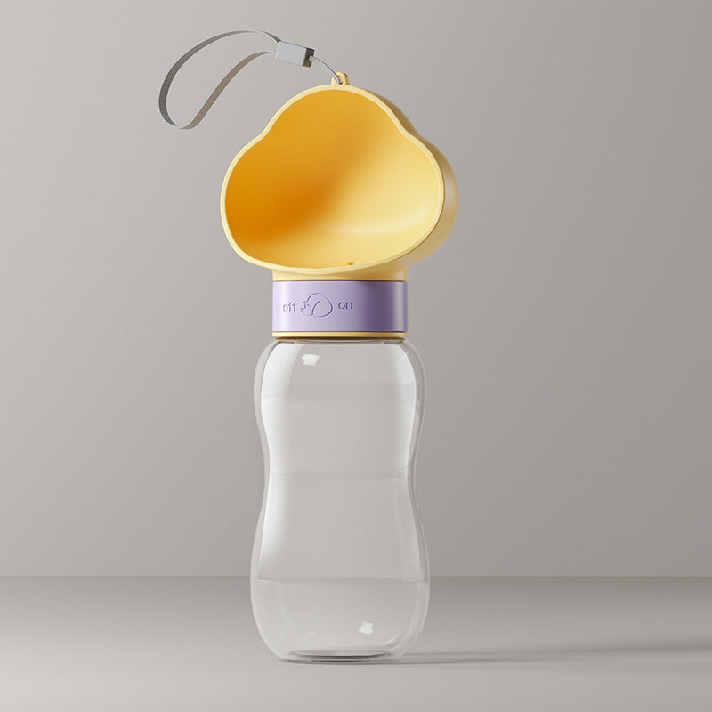 Portable pet water bottle and food container, side view