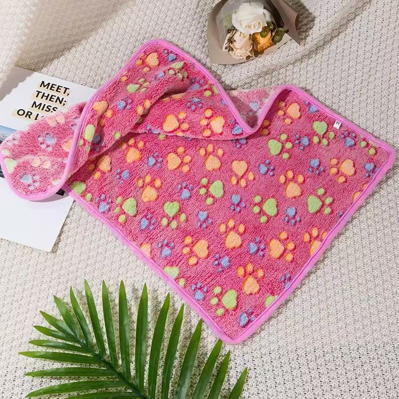 Small coral fleece pet mat in Black and White Cow Print, product gallery photo