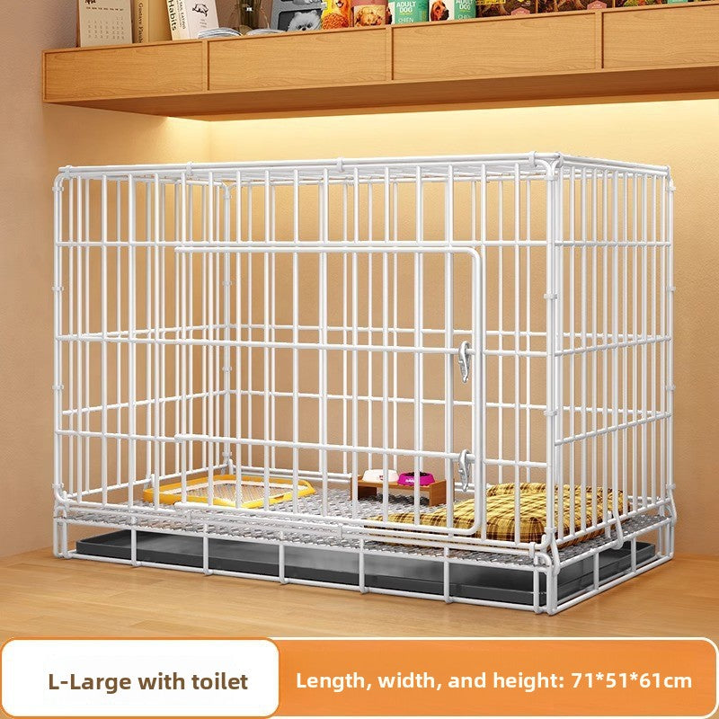 Small dog crate with separate toilet area, detail and texture view