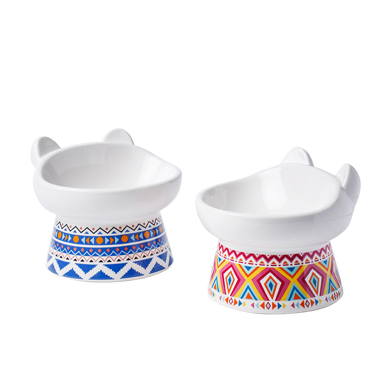 Ceramic Pet Bowl with Anti-Spill Design and Silicone Pad