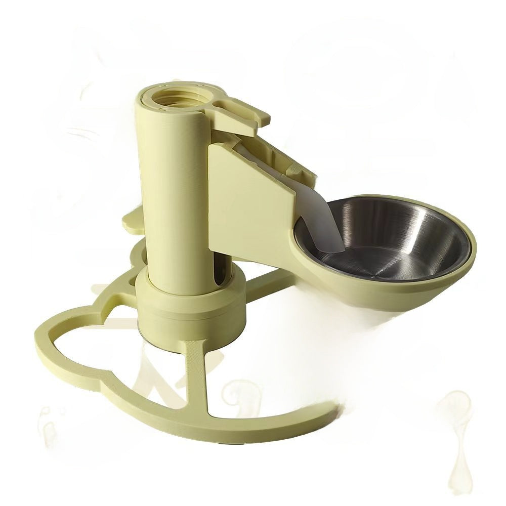 Gravity pet water dispenser bowl with anti-tip base in Raised Steel Bowl, Yellow