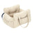 Dark grey padded dog car booster seat bed with strap, view 11