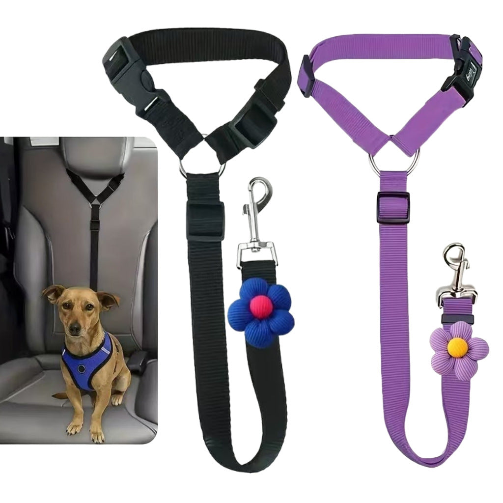 Elastic dog car headrest lead in nylon webbing, product image 1