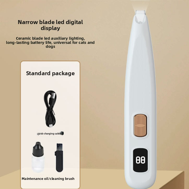 LED Display Paw Hair Trimmer for Dogs and Cats, Wide or Narrow Blade
