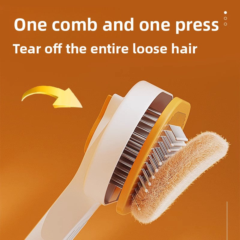 Oval Self-Cleaning Slicker Brush with One-Press Fur Release