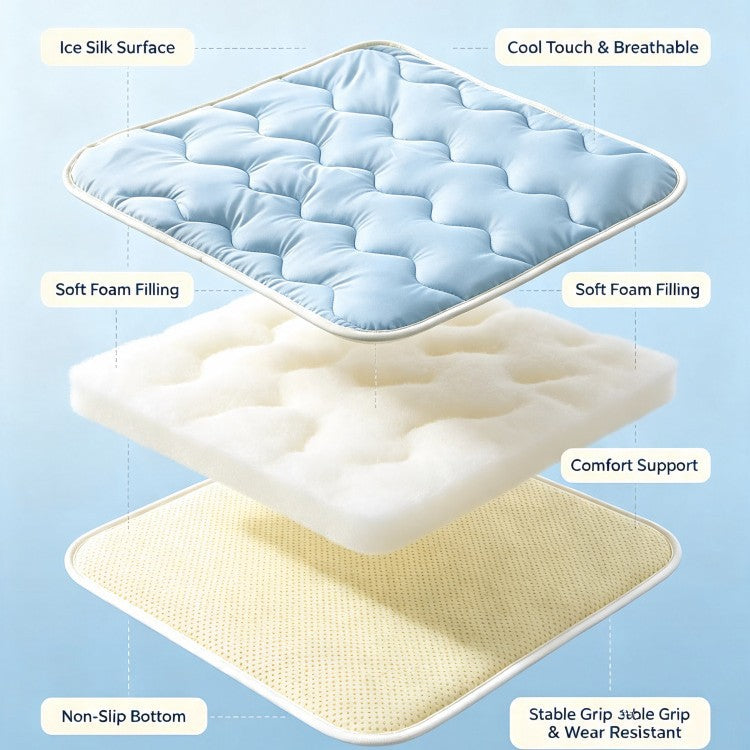 Light blue soft-touch pet bed mat with anti-slip base, photo 2