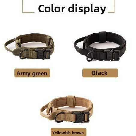 Tactical nylon dog collar and lead in olive and black, view 4