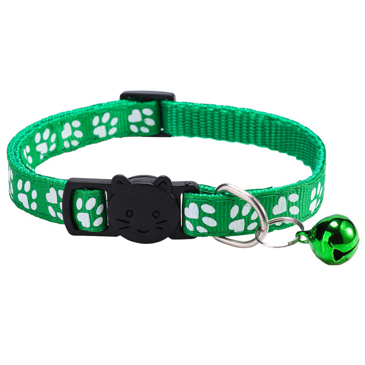 Colourful paw print cat collar with little bell, product image 14