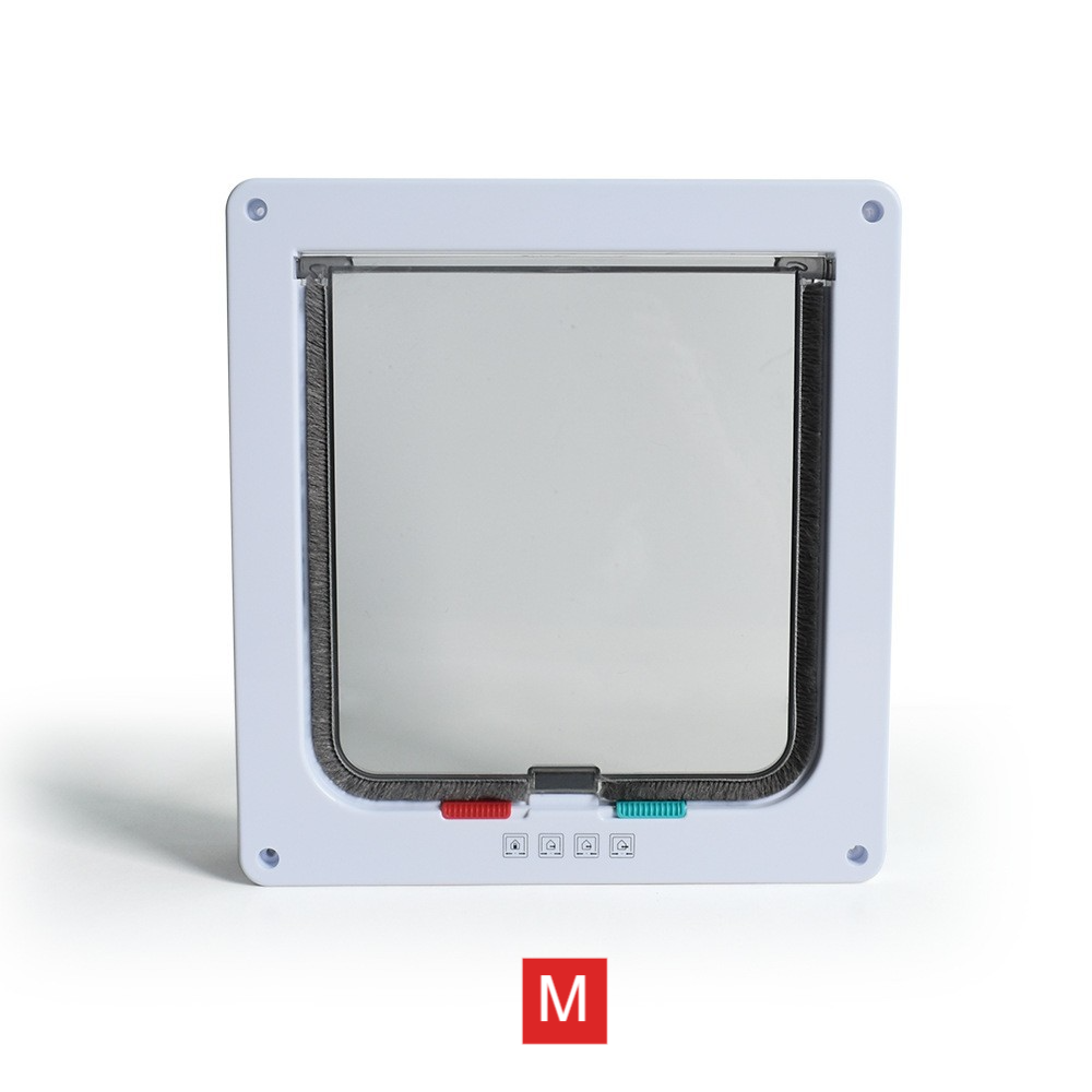 White lockable cat flap with 4-way locking dial, photo 7