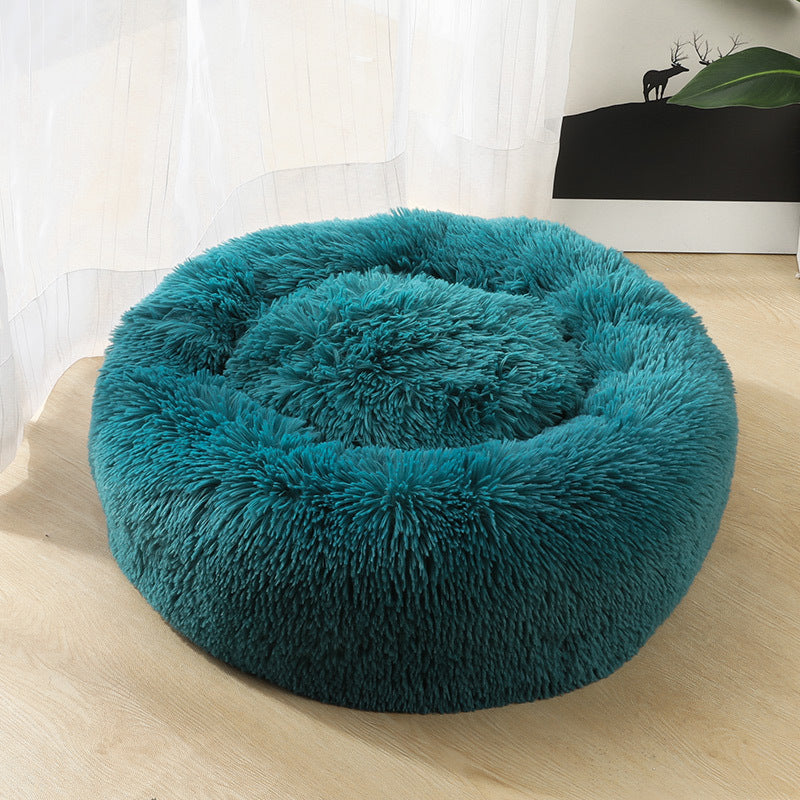Tie Dye Round Plush Pet Bed for Cats and Small Dogs