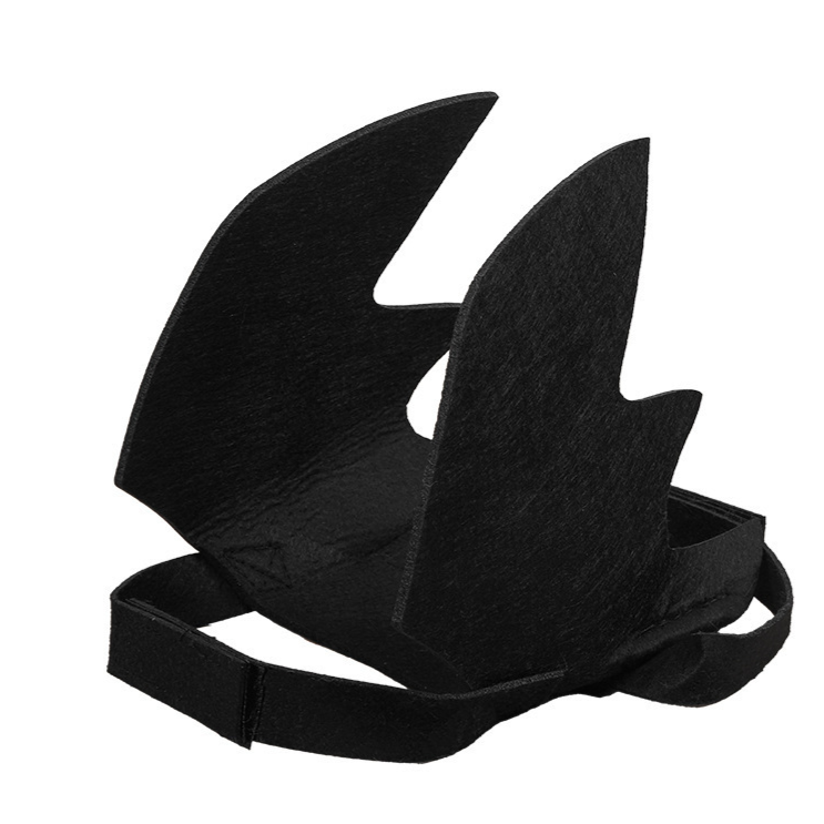 Black felt bat wings costume for cats with strap