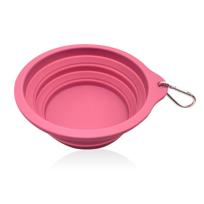 Outdoor Portable Folding Silicone Pet Bowl with Carabiner, 350ml and 650ml Sizes