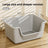 Extra Large Semi-Enclosed Cat Litter Box with Scoop, Thick PP