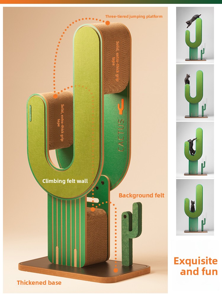 Cactus cat tree replacement set in corrugated paper, alternative angle view