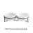 Raised glazed ceramic pet bowl on a stand in pastel yellow, view 16