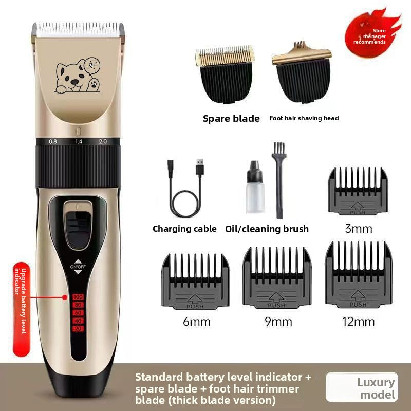 Cordless Dog Hair Trimmer and Paw Shaver Set, Low Noise Ceramic