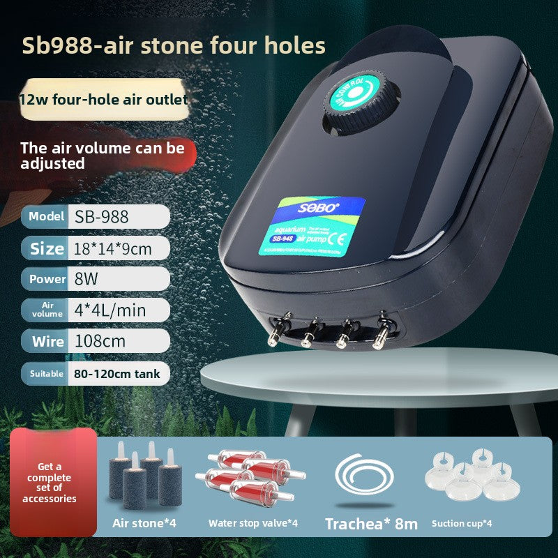 Adjustable quiet aquarium air pump with air stone kit, view 19