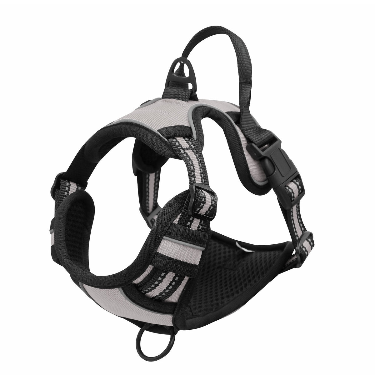 Escape-resistant reflective dog harness in black, product image 19
