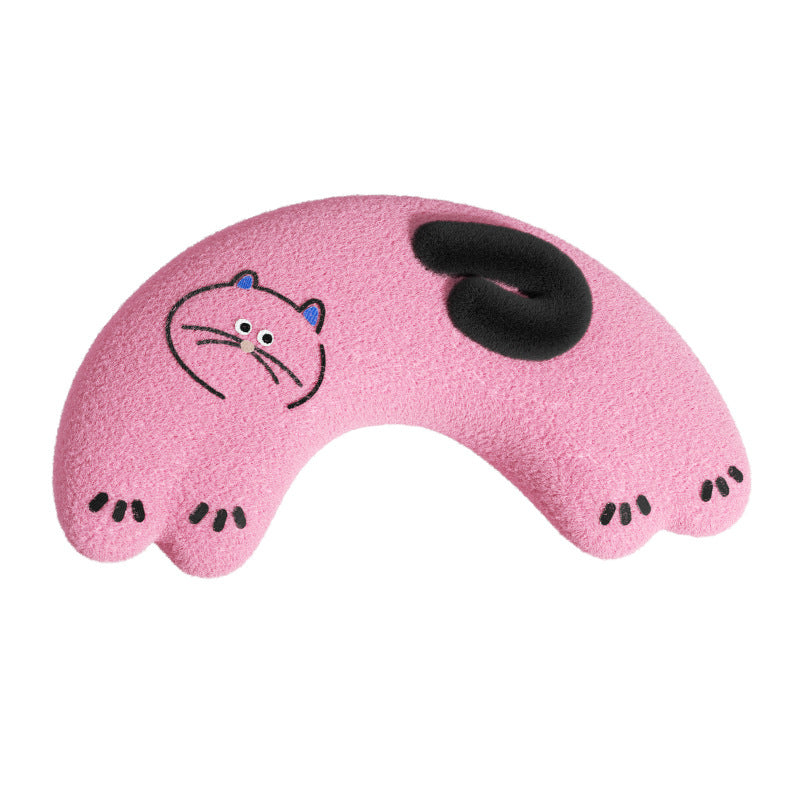 Fluffy teddy velvet half-moon pet pillow in white, product image 4