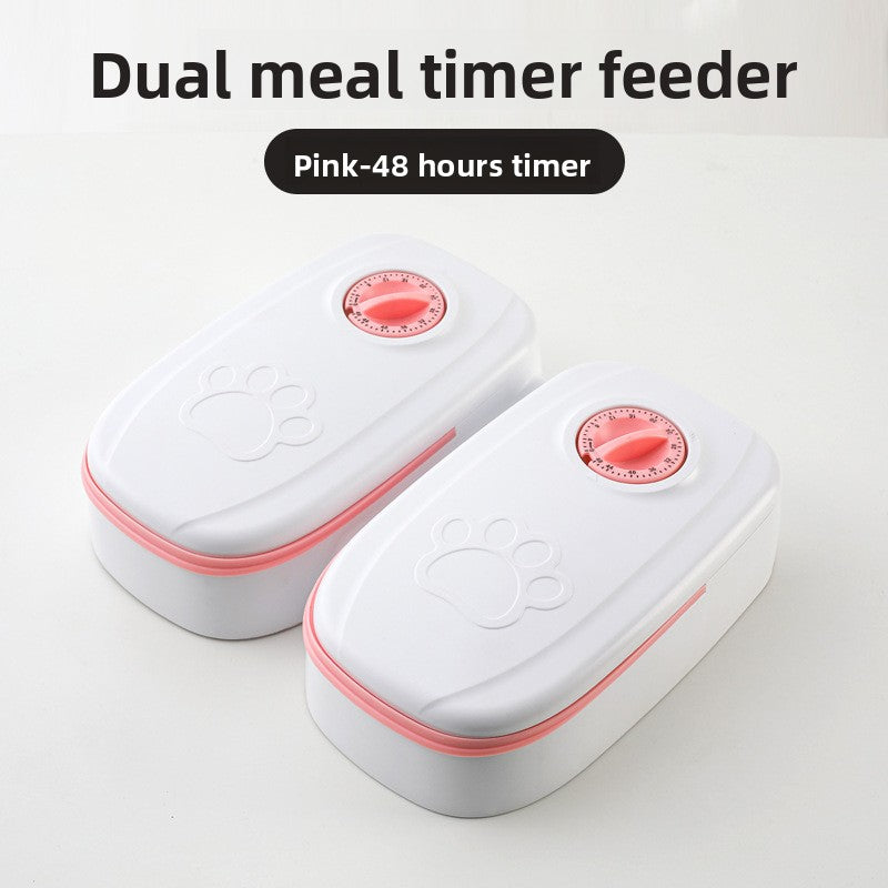 Automatic Timed Pet Feeder with Single or Double Meal Compartments for Cats and Dogs