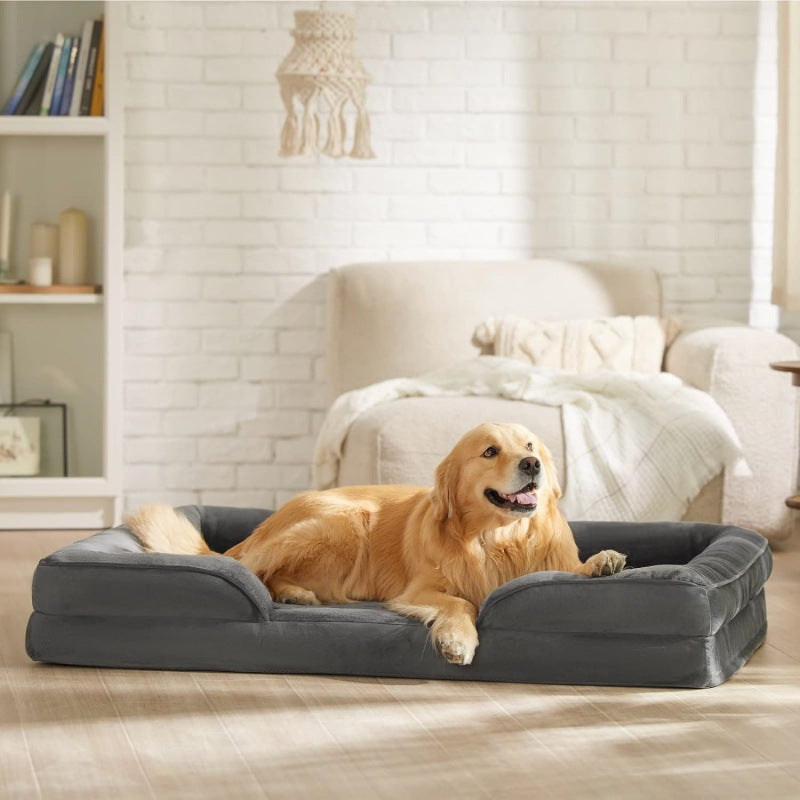 Cat resting on a coffee coloured sponge pet bed