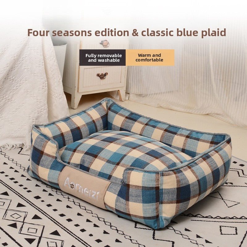 Check pattern pet nest bed with removable washable cover, photo 73 of 77