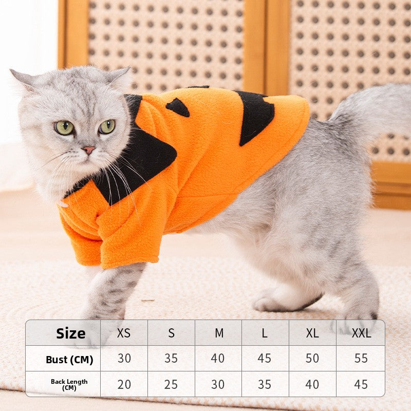Fleece lined Halloween pumpkin dog costume, in Orange, sizes Extra Small to 2XL, image 11