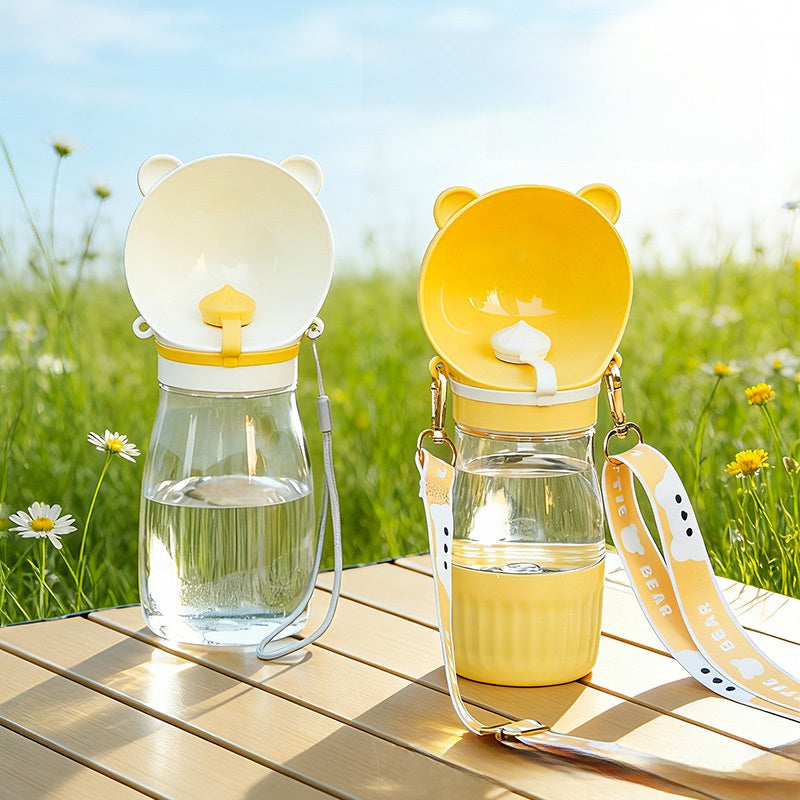 Portable dog water bottle in food-grade ABS, front view